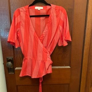 Loft small striped wrap top